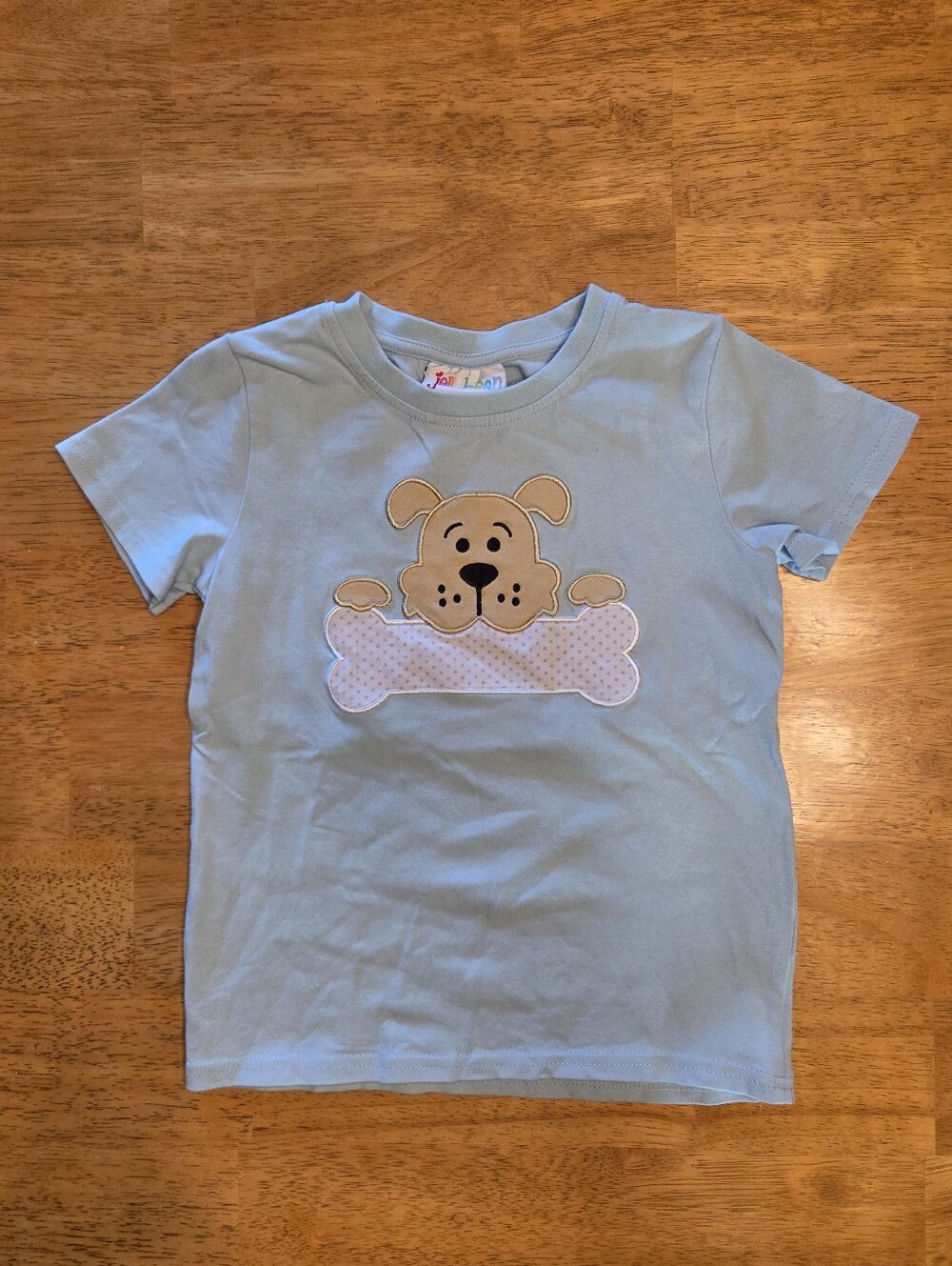 Jelly Beans Light Blue Puppy with Bone Appliqué Tee